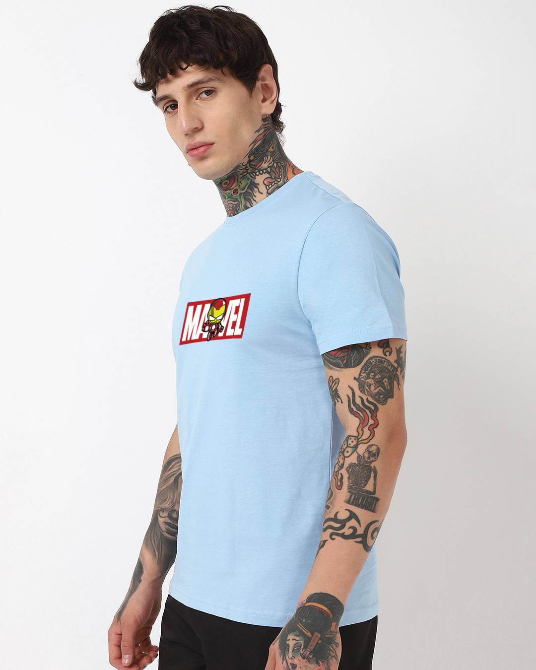 Shop Men's Sky Blue Marvelous Ironman Graphic Printed T-shirt-Back