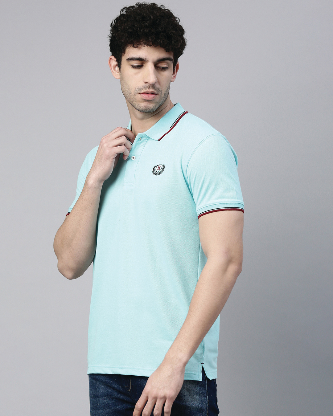 Shop Men's Sky Blue Polo T-shirt-Back