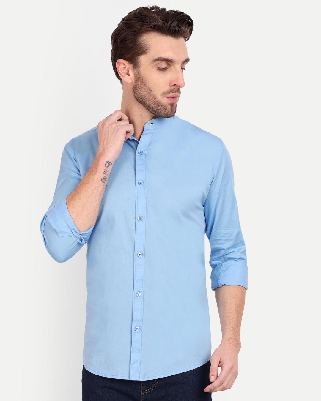 Buy Men's Sky Blue Slim Fit Shirt Online at Bewakoof