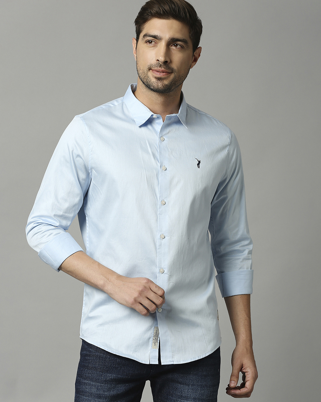 Buy Men's Sky Blue Slim Fit Shirt Online At Bewakoof