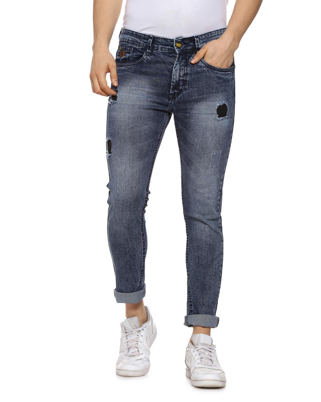 Buy Men's Slim Blue Torn Jeans Online at Bewakoof
