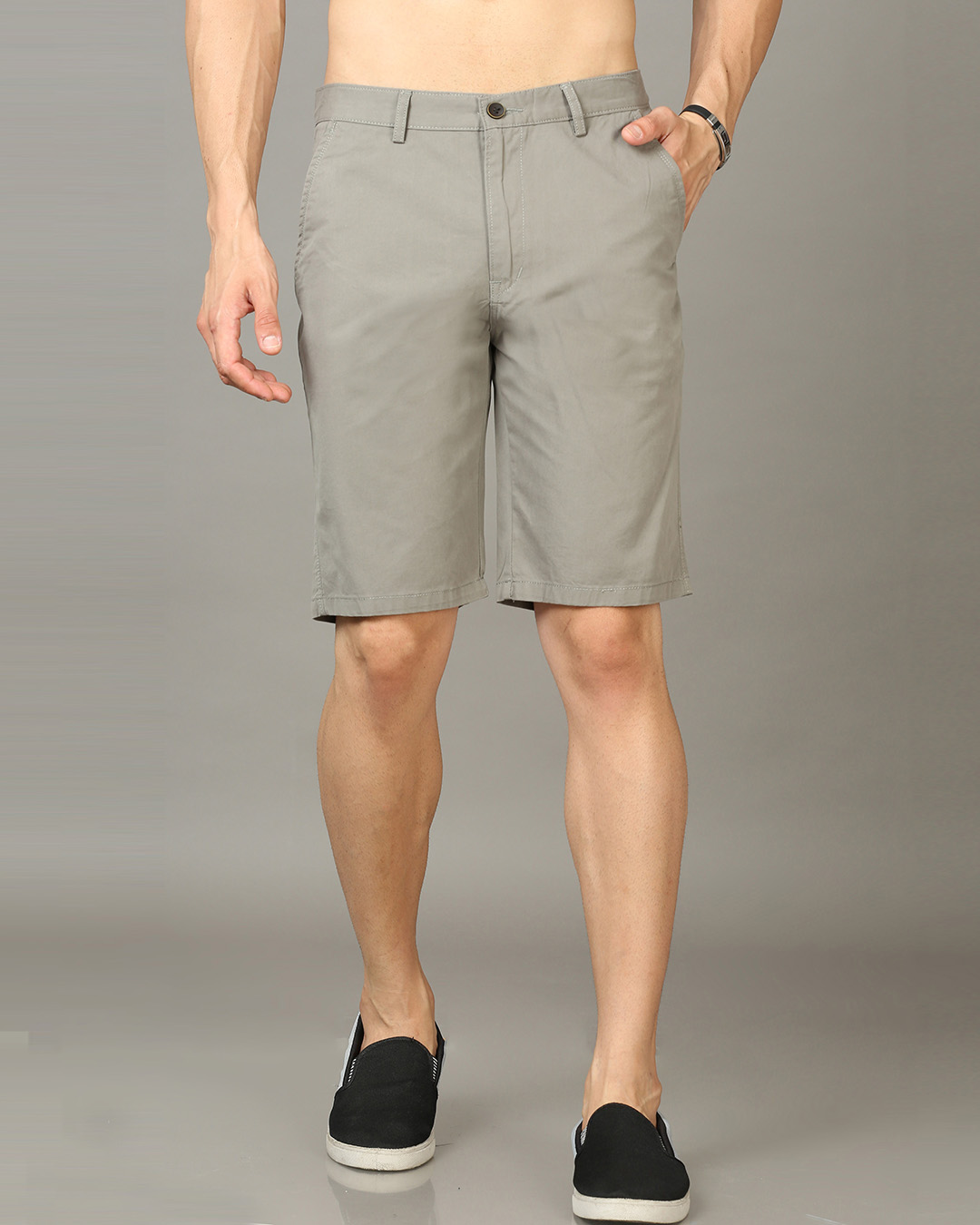 Buy Mens Smoke Grey Chino Shorts Online At Bewakoof 6171