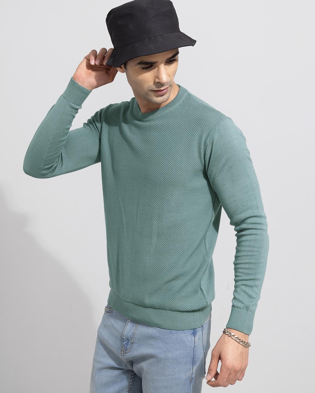 Shop Men's Snug Green Sweater-Back