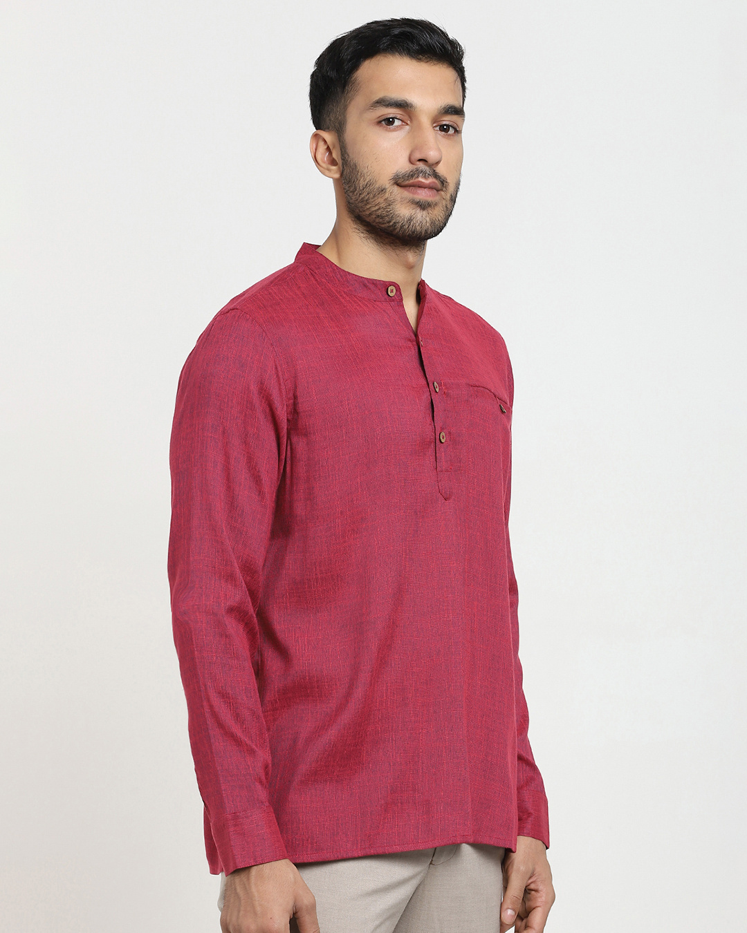 Shop Men's Solid Casual Relaxed Fit Short Kurta-Back