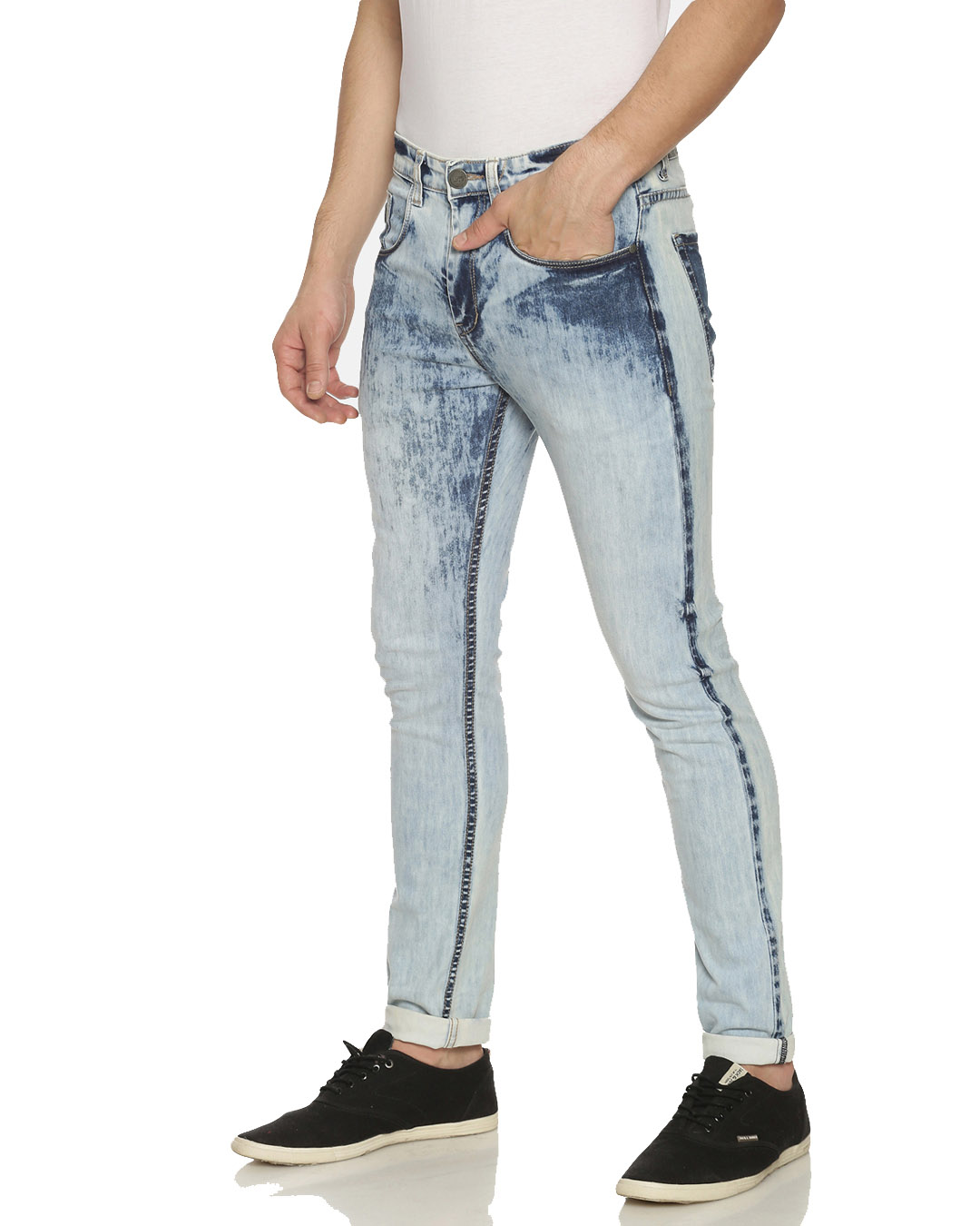 Shop Men's Solid Design Stylish Denim Jeans-Back