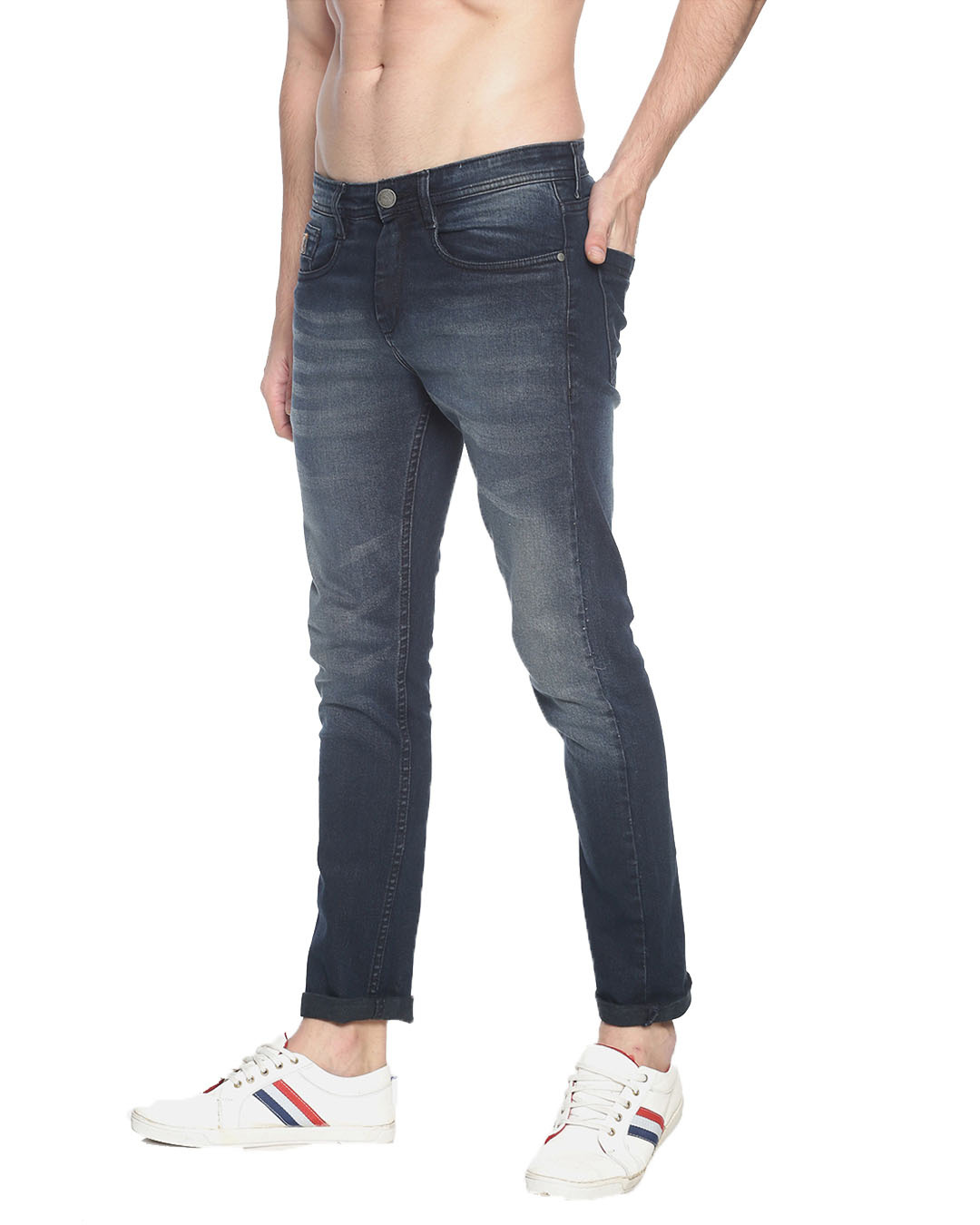 Shop Men's Solid Design Stylish Denim Jeans-Back