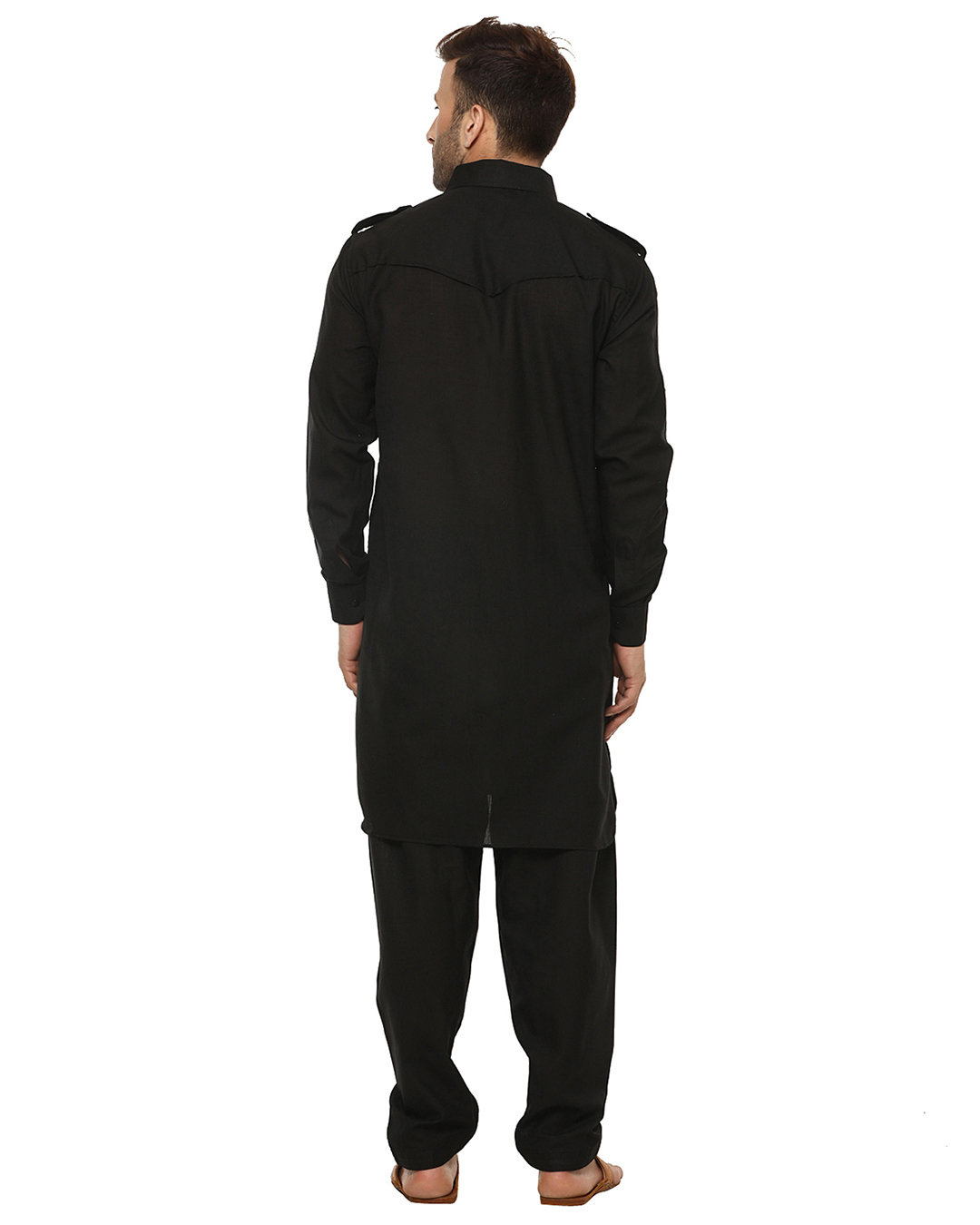 Shop Men's Solid Long Kurta-Back