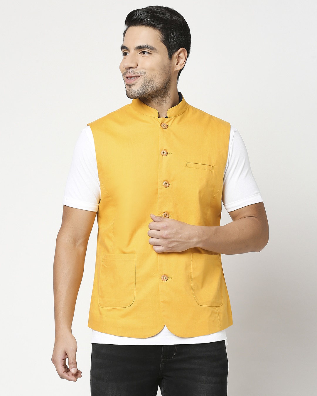 Shop Men's Solid Nehru Jacket-Back