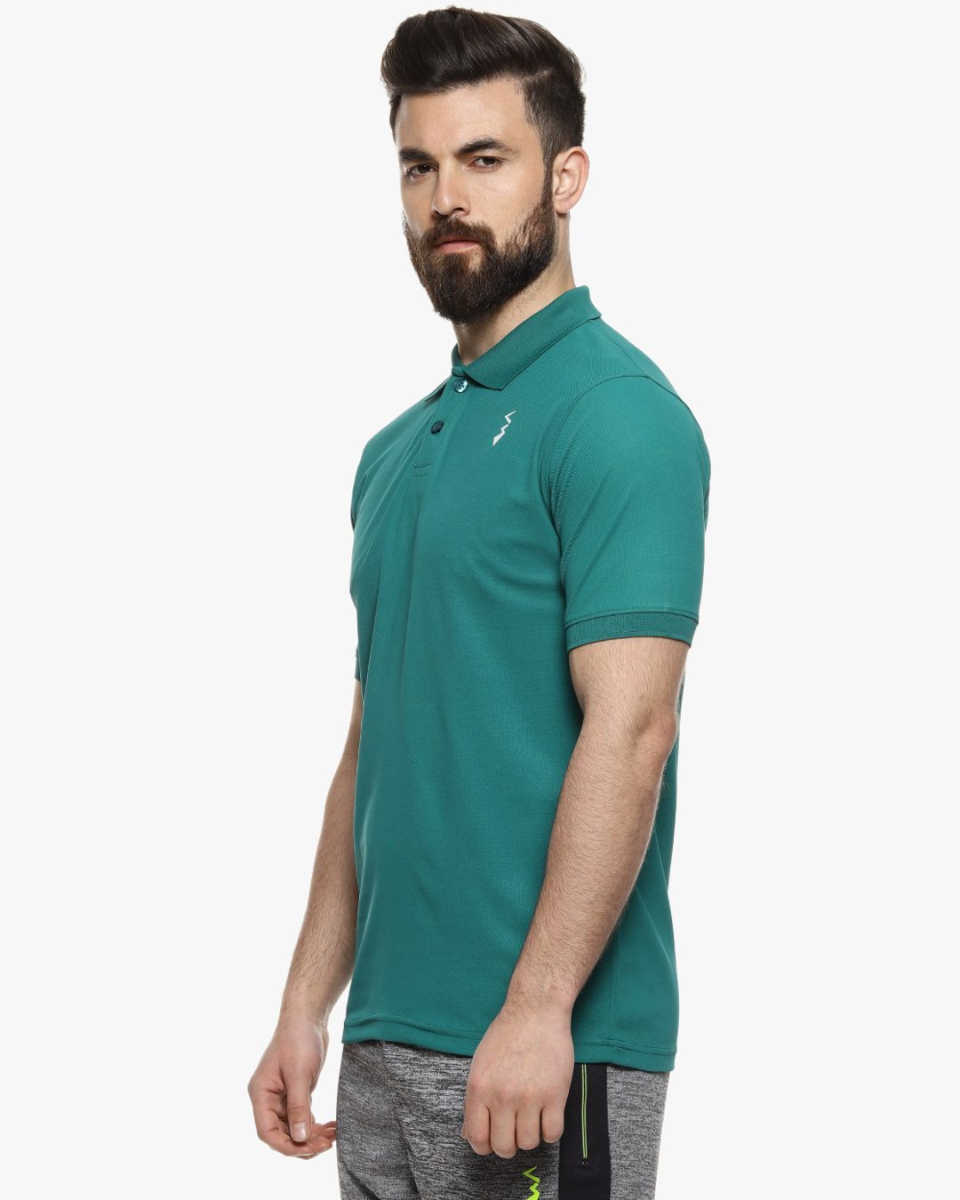 Shop Men's Solid Polo Neck Green Sports T-Shirt-Back