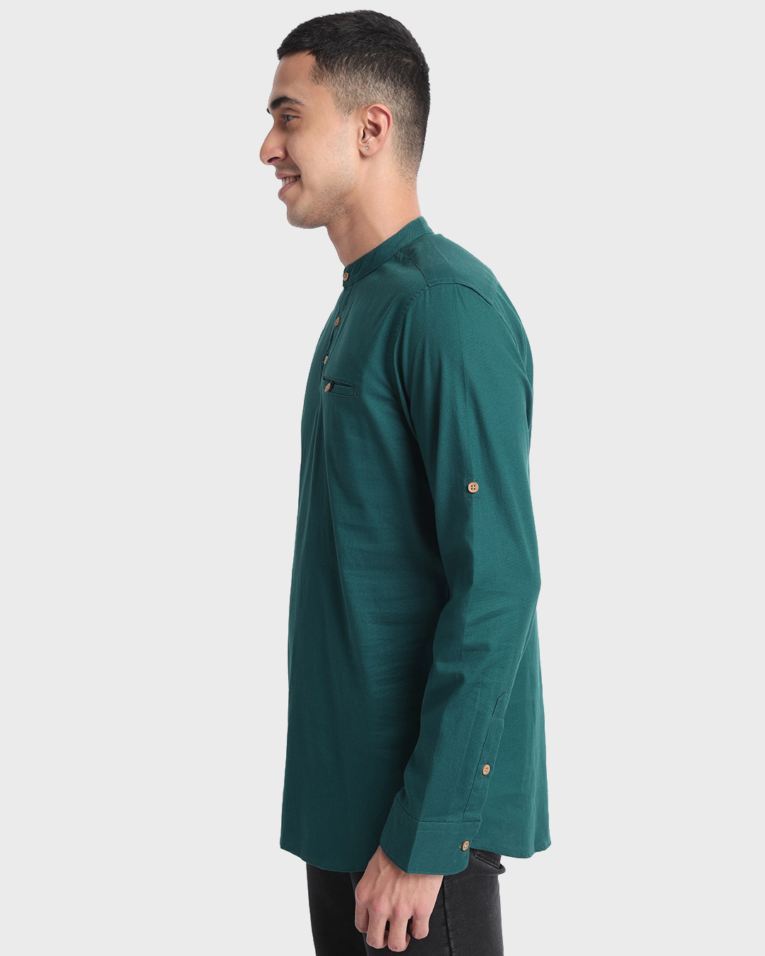 Shop Men's Teal Green Relaxed Fit Short Kurta-Back