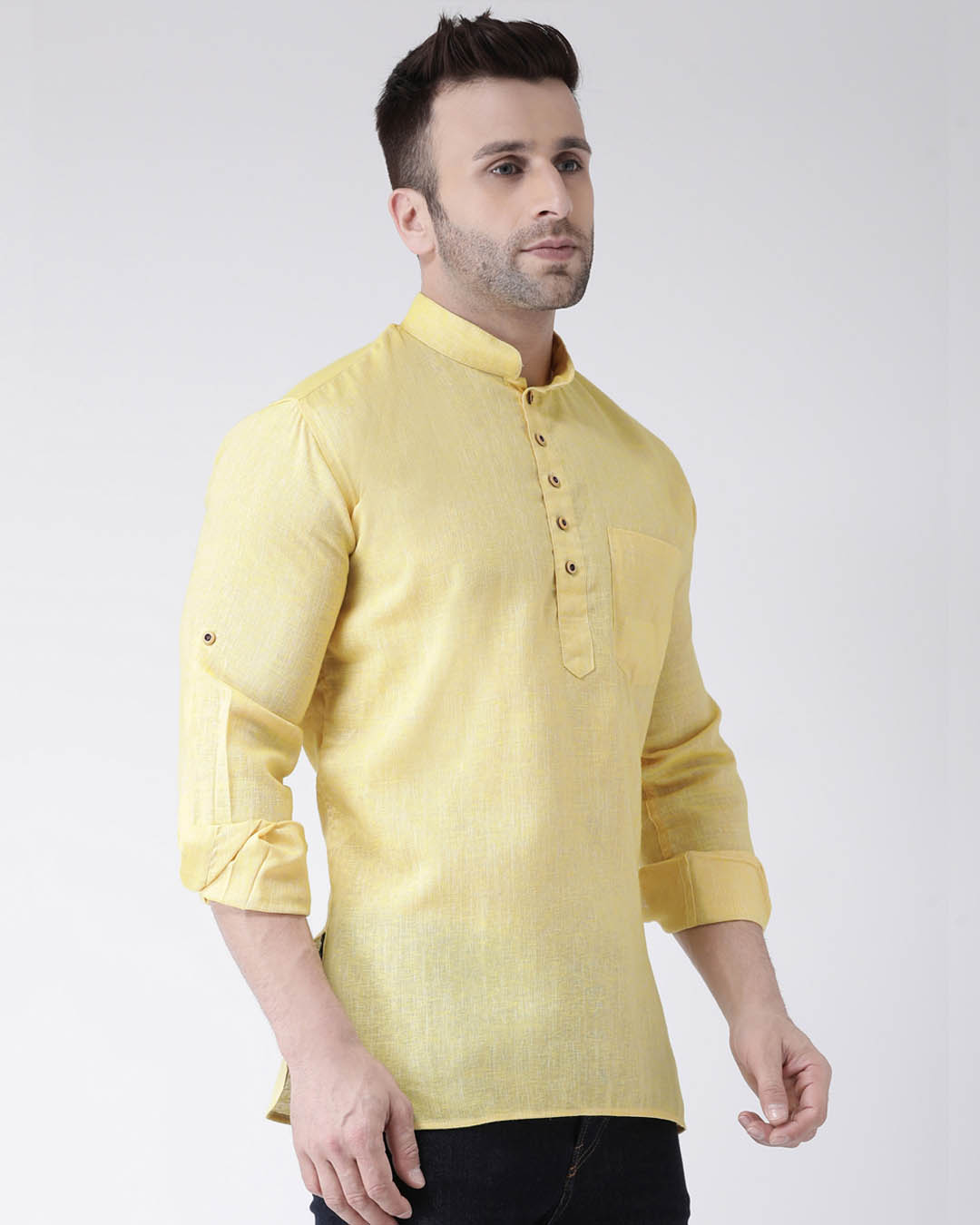 Shop Men's Solid Short Kurta-Back