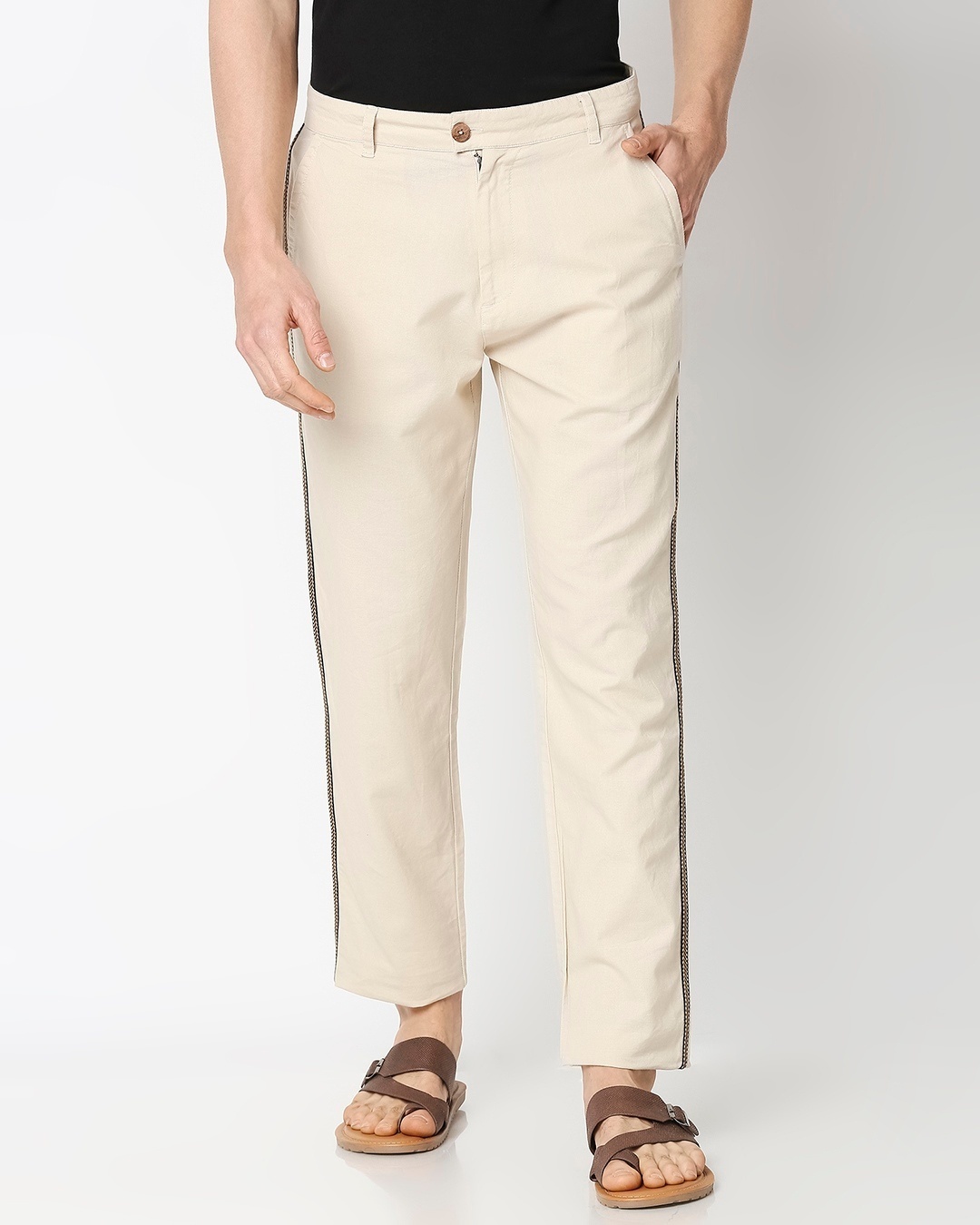 Shop Men's Solid Side Tape Indo Fusion Pants-Back
