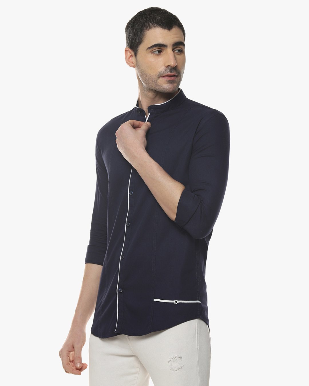 Shop Men's Solid Stylish Full Sleeve Casual Shirt-Back