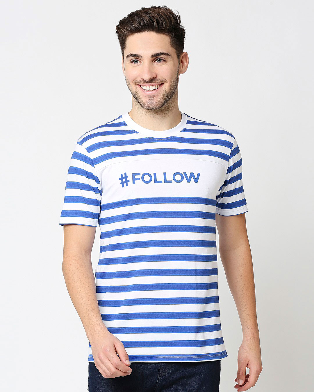 Shop Men's Striped follow Printed T-Shirt-Back