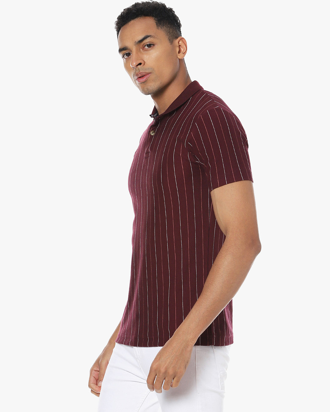 Shop Men's Striped Stylish Half Sleeve Casual T-Shirt-Back