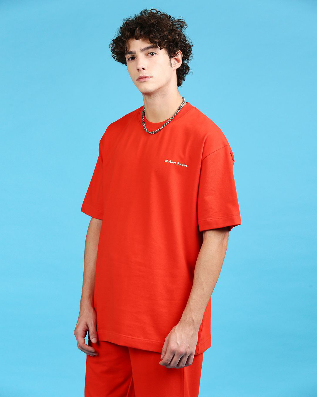 Shop Men's Orange Super Loose Fit T-shirt-Back