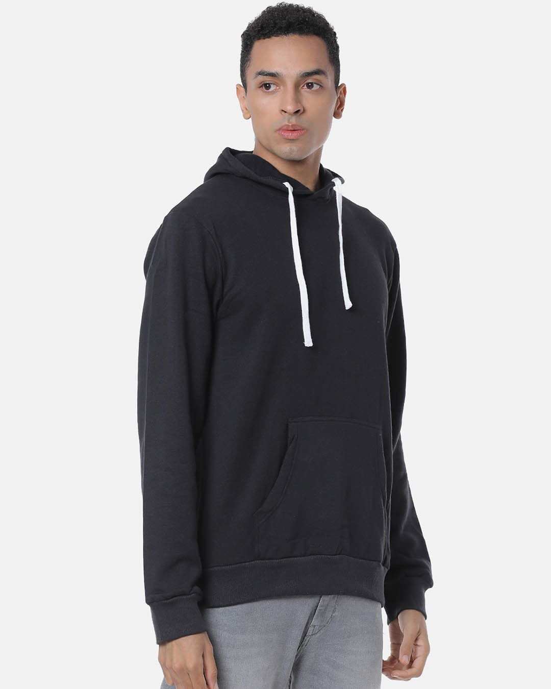 Shop Men's Stylish Solid Casual Hooded Sweatshirt-Back