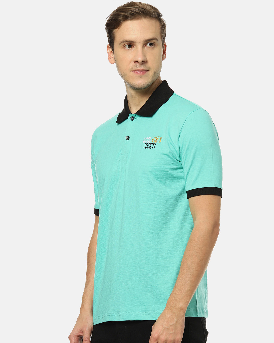 Shop Men's Stylish Solid Polo Casual T-Shirt-Back