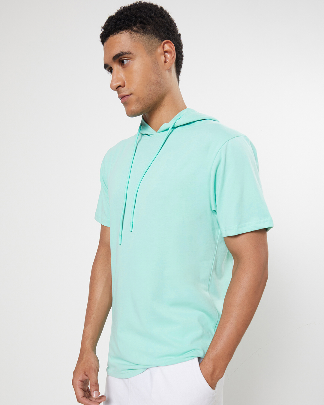 Shop Men's Sun-Kissed Green Hoodie Oversized Fit T-shirt-Back