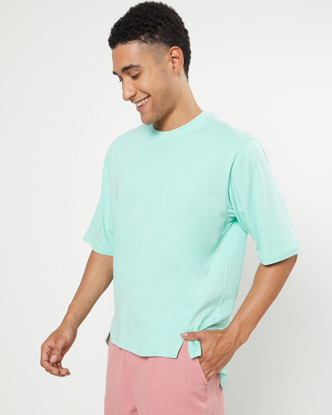 Shop Men's Sun-Kissed Green Vent Oversized Fit T-shirt-Back