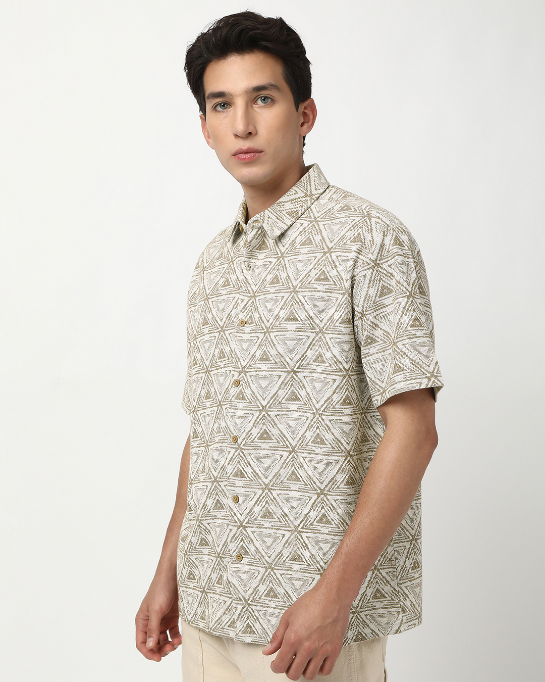 Shop Men's Tan Brown All Over Printed Oversized Shirt-Back