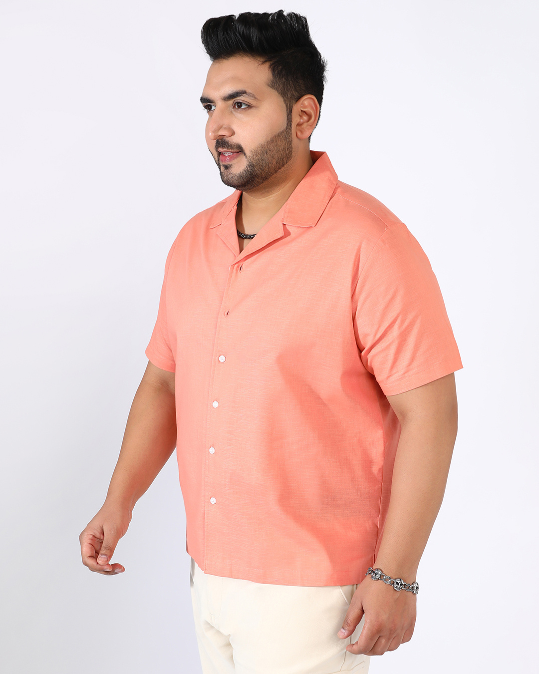 Shop Men's Tangarine Orange Oversized Plus Size Shirt-Back