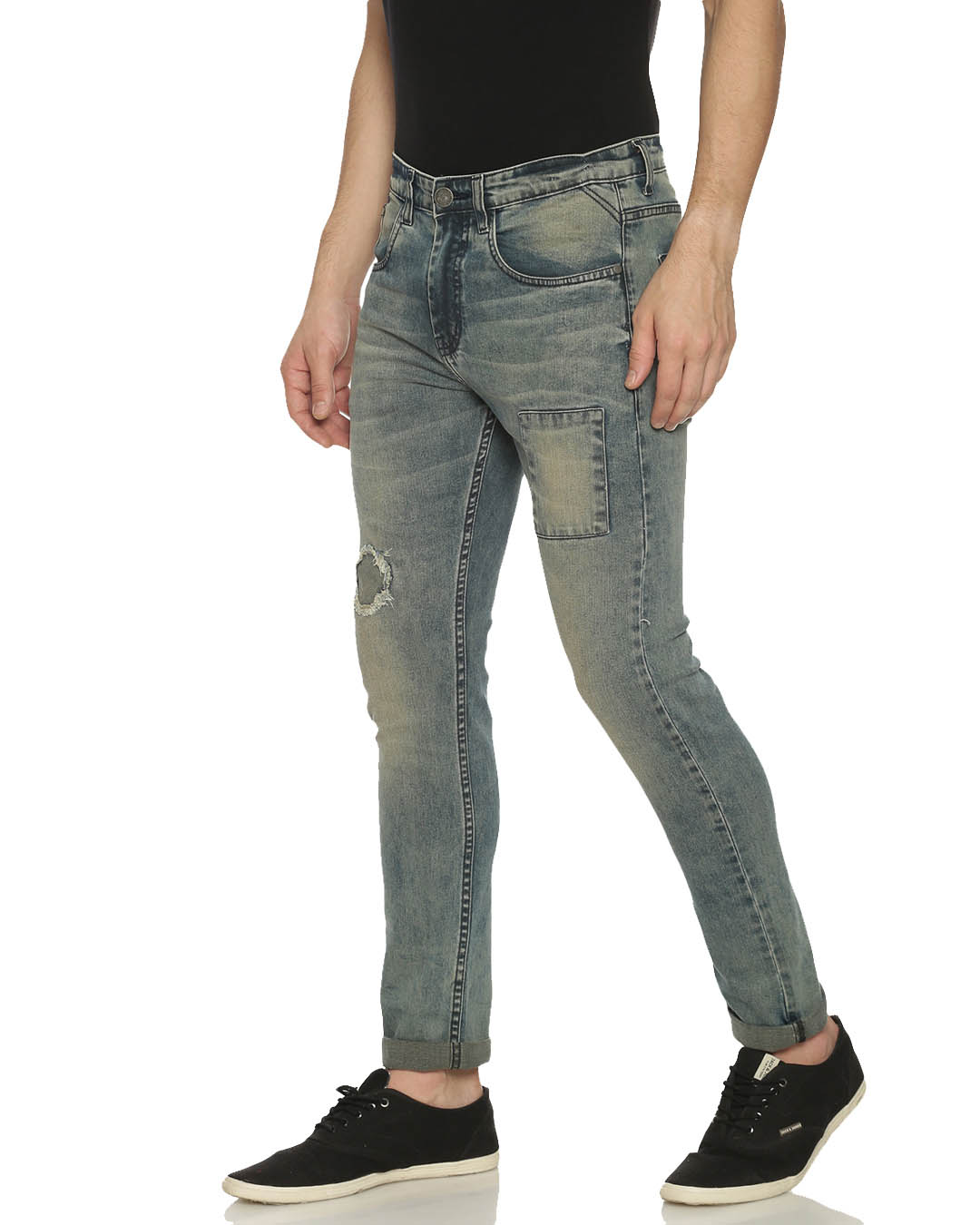 Shop Men's Torn Design Stylish Denim Jeans-Back