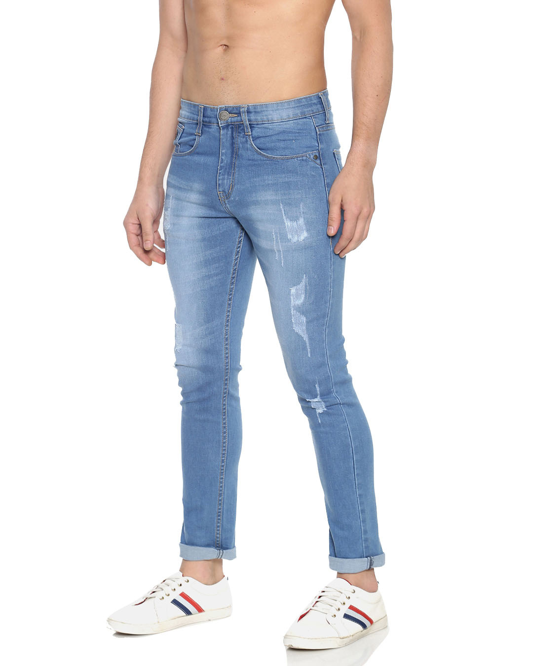 Shop Men's Torn Design Stylish Denim Jeans-Back