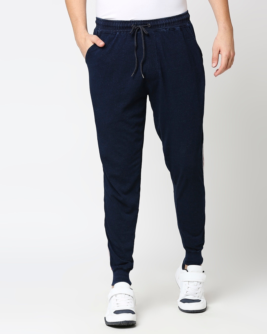 Shop Men's True Indigo Joggers with Side Tape-Back