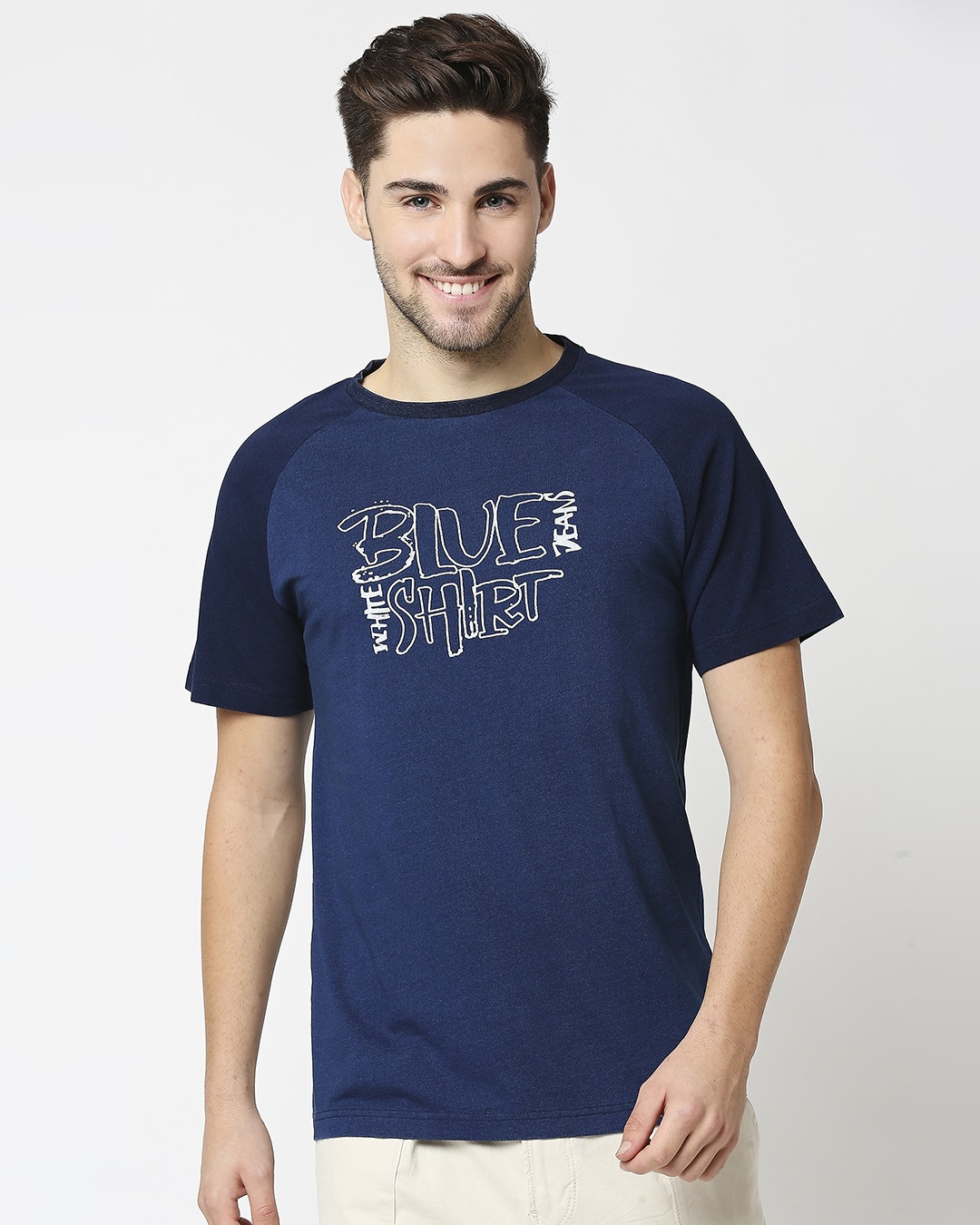 Shop Men's True Indigo Printed Raglan T-Shirt-Back