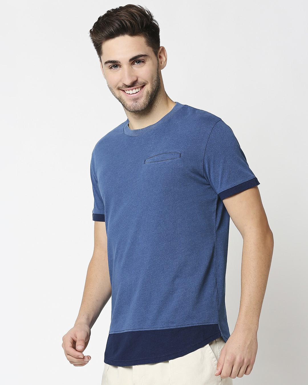 Shop Men's True Indigo Skate Cut Pocket Oversized T-shirt-Back