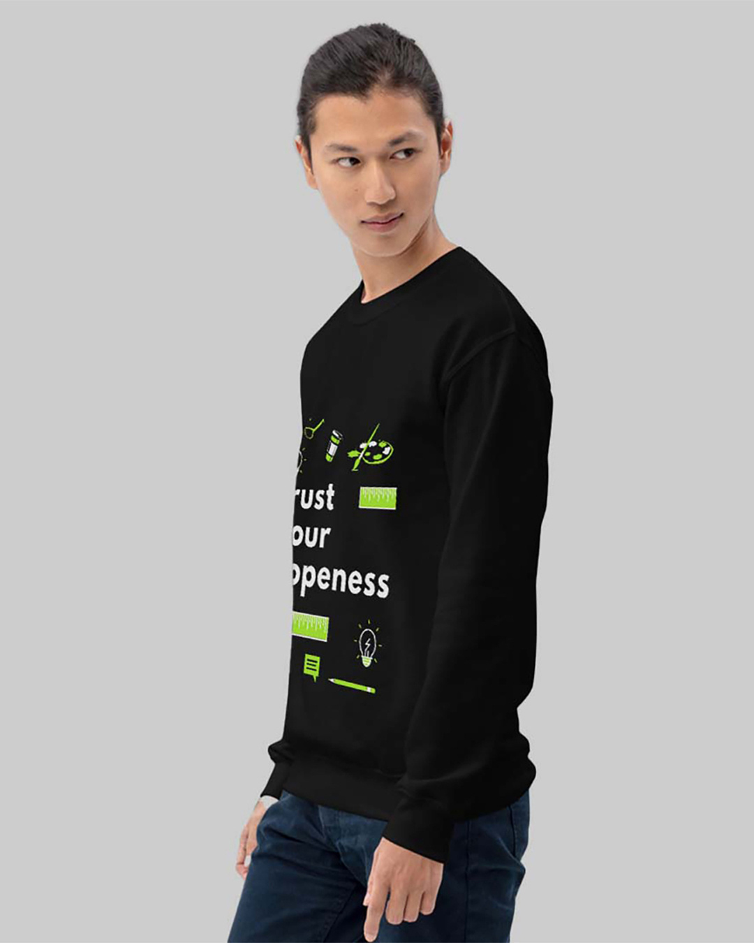 Shop Men's Black Trust Your Dopeness Printed Regular Fit Sweatshirt-Back