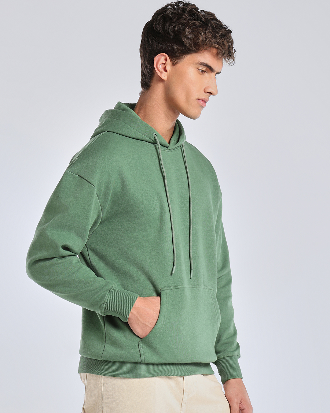 Shop Men's Green Oversized Hoodies-Back