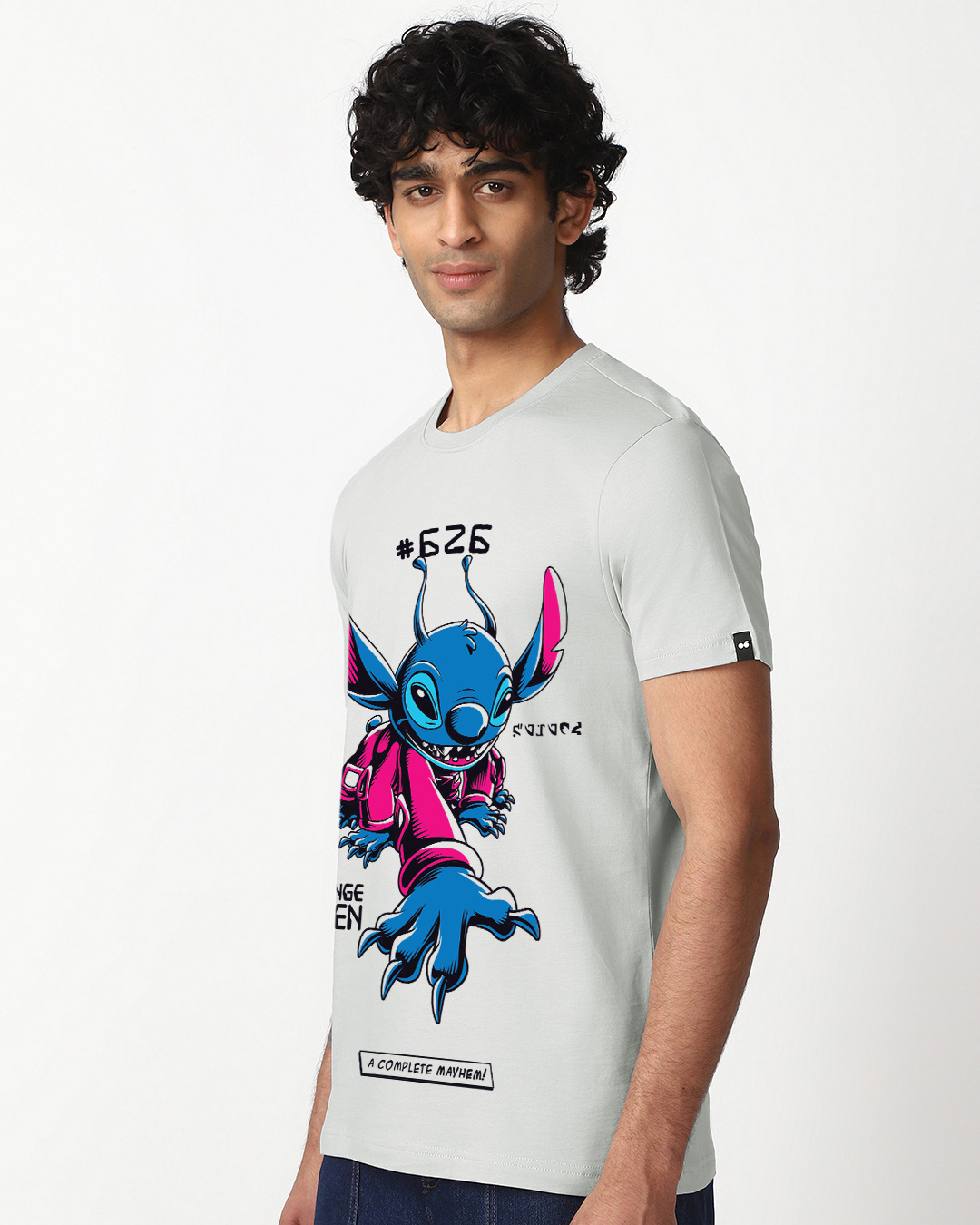 Shop Men's Vapour Blue Alien Graphic Printed T-shirt-Back