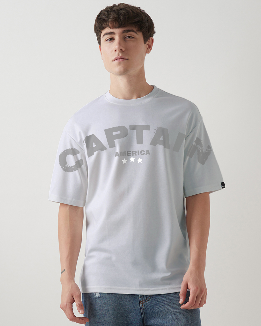 Shop Men's Vapour Blue Captain Graphic Printed Oversized T-shirt-Back