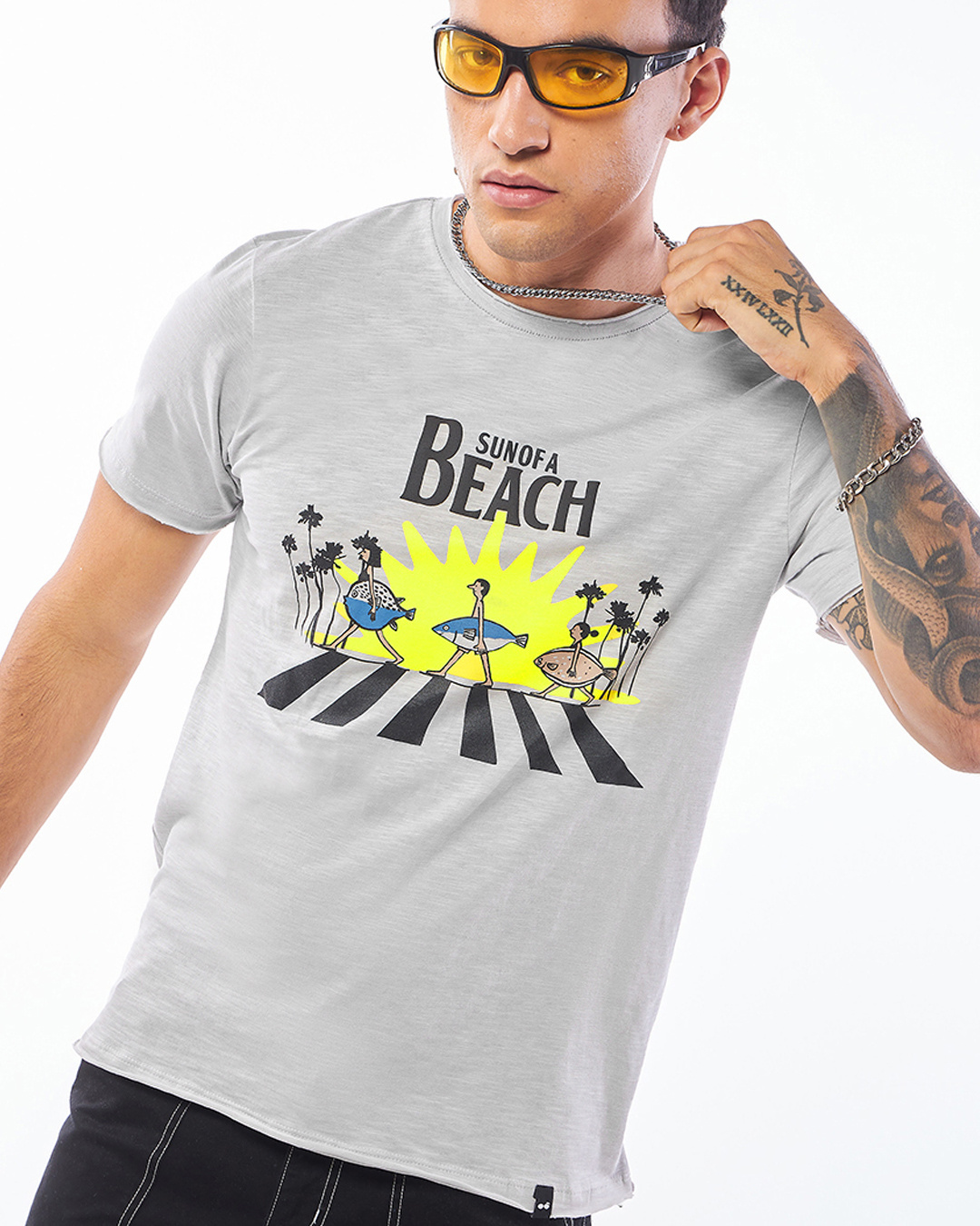 Buy Mens Vapour Blue Sun Of A Beach Graphic Printed T Shirt Online At Bewakoof 1623