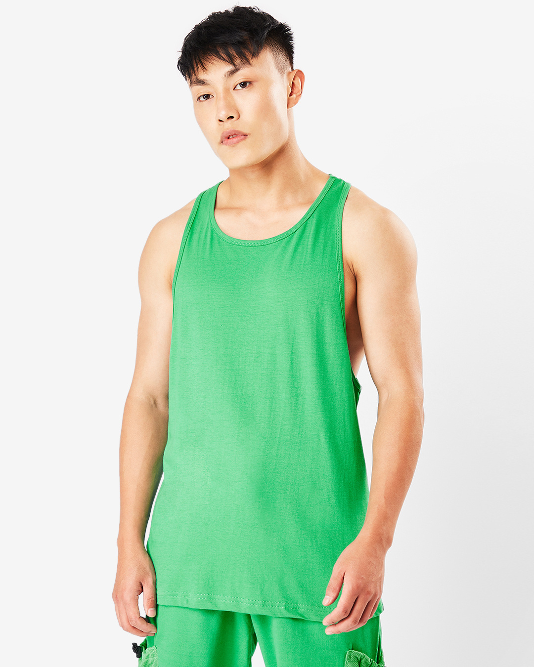 Shop Men's Varsity Green Deep Cut Vest-Back