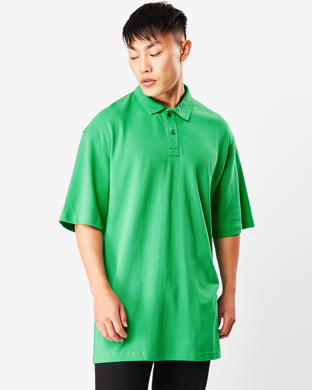 Shop Men's Varsity Green Oversized Polo T-shirt-Back