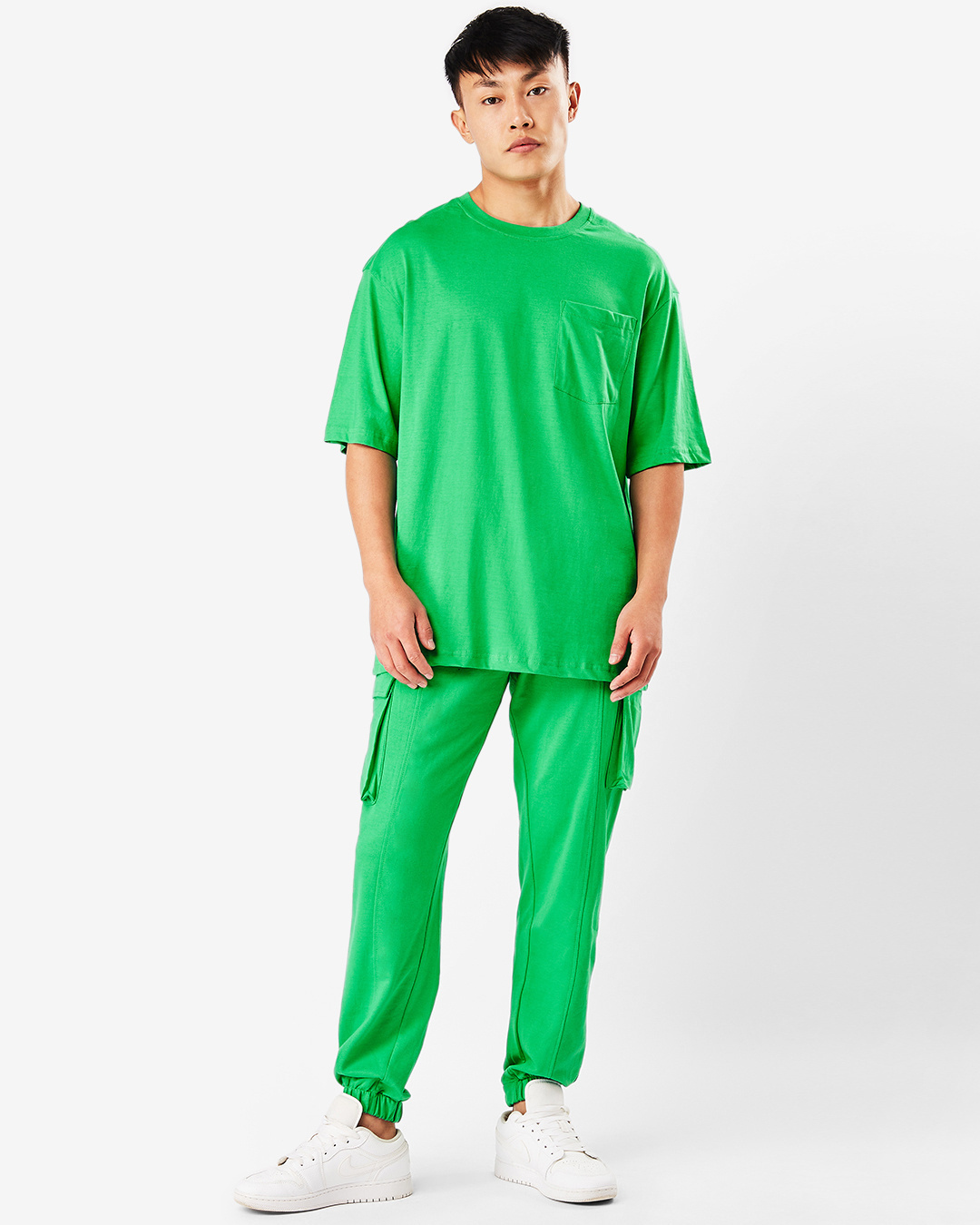 Shop Men's Varsity Green Oversized T-shirt & Jogger Co-Ords-Back