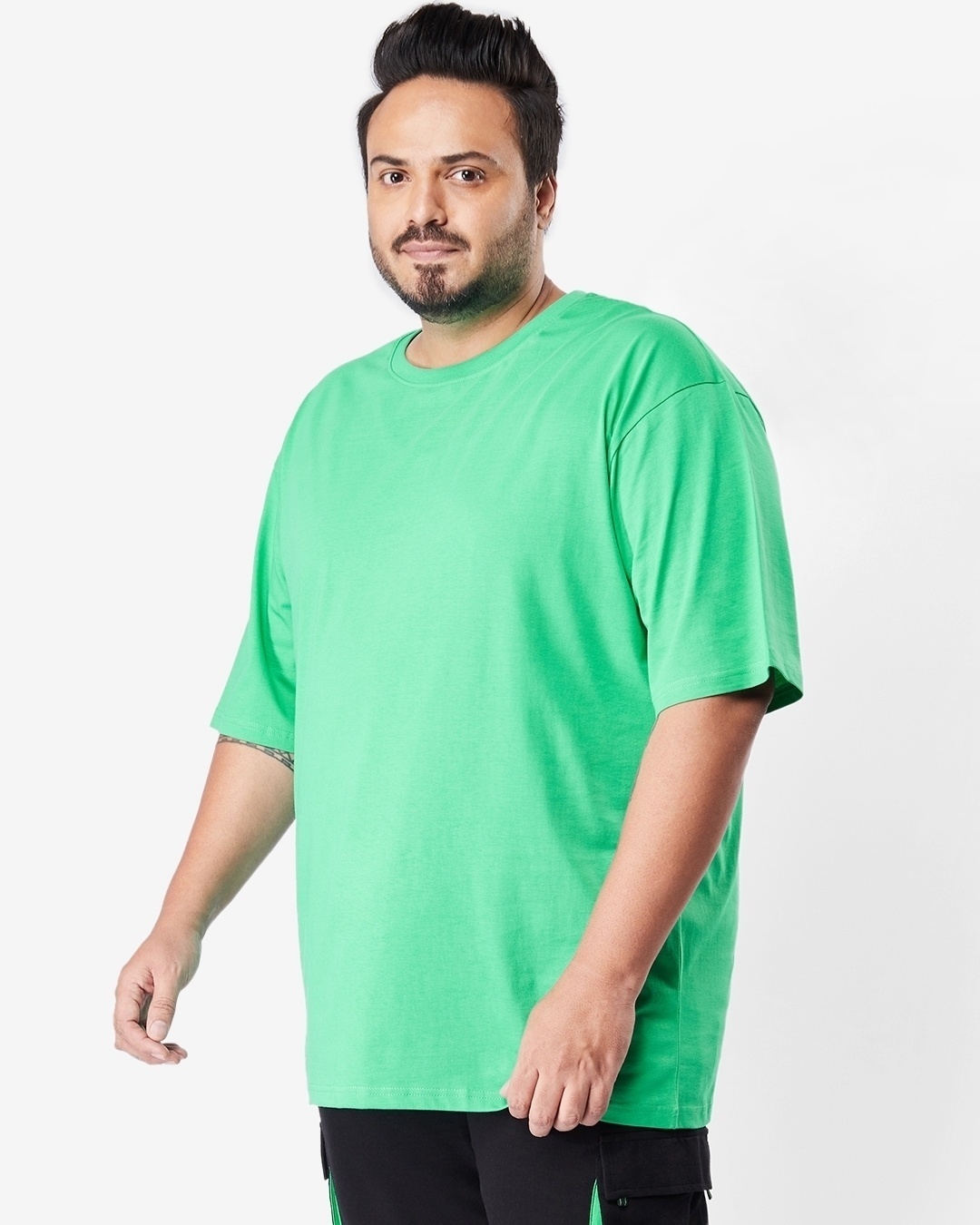 Shop Men's Varsity Green Plus Size Oversized T-shirt-Back