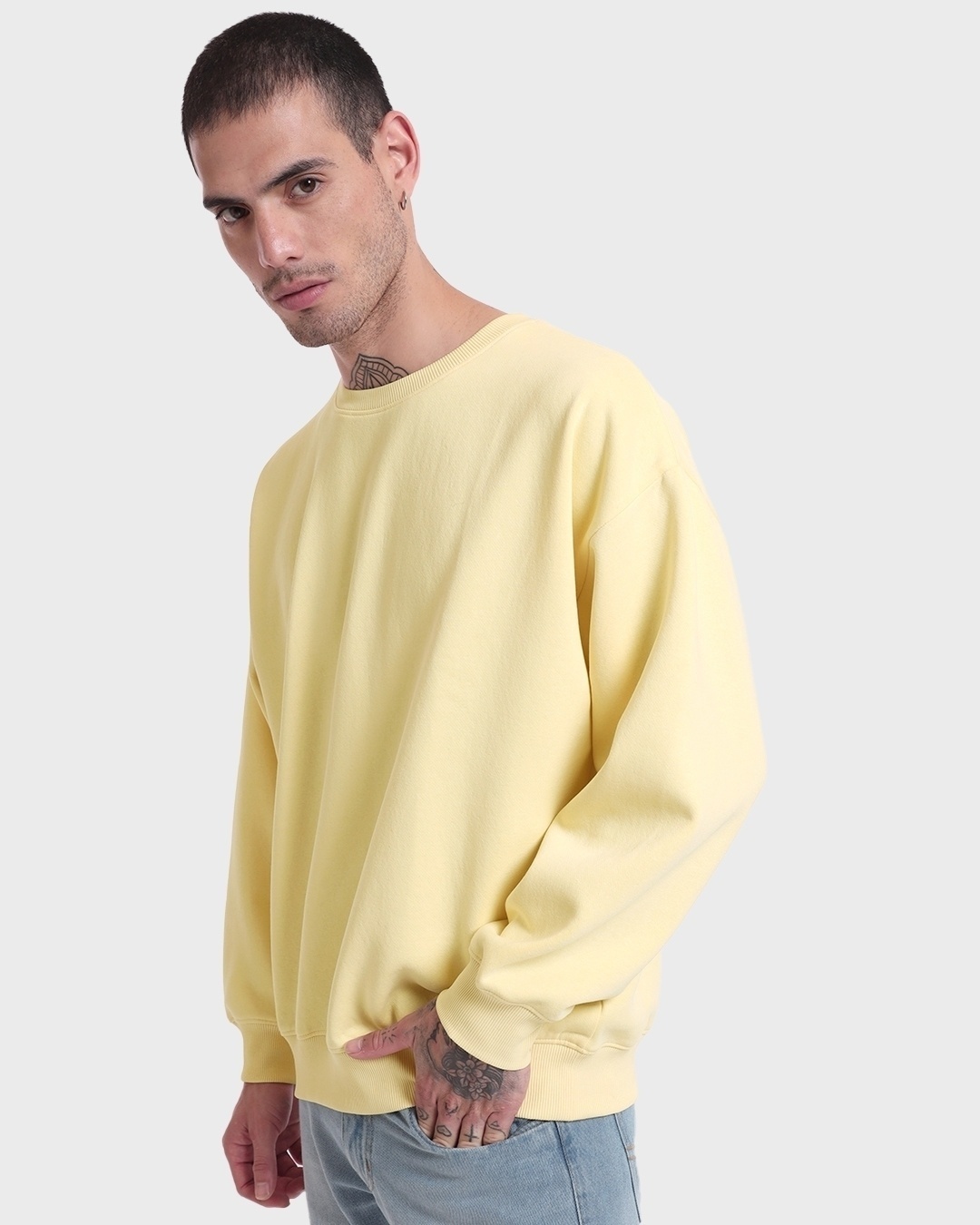 Shop Men's Wax Yellow Oversized Sweatshirt-Back