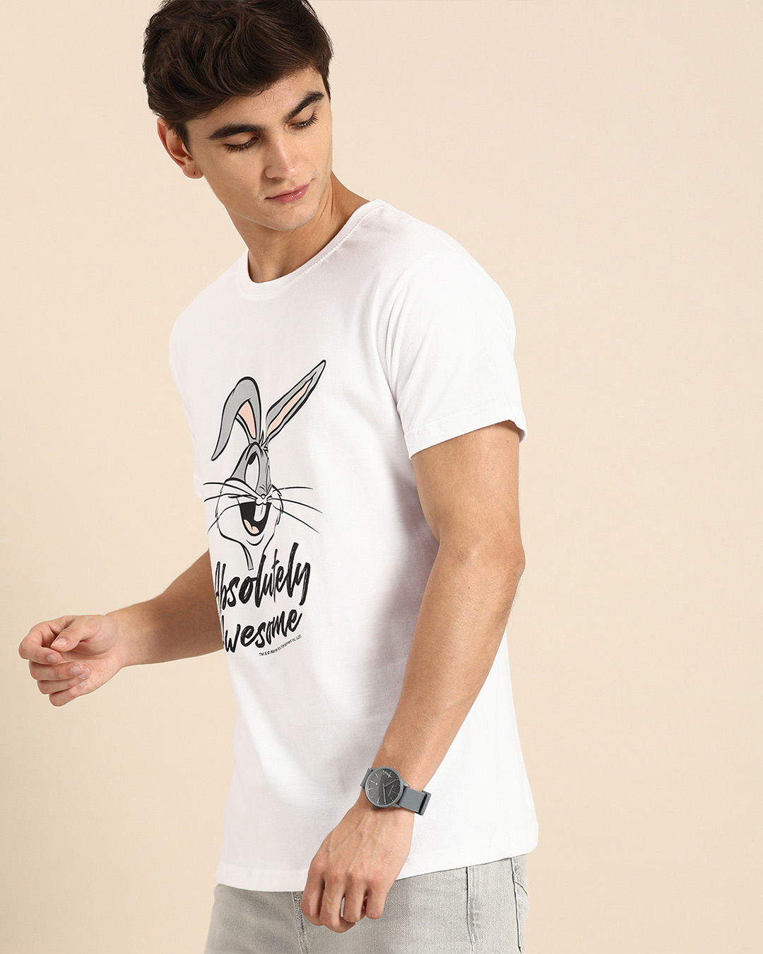 Shop Men's White Absolutely Awesome Typography T-shirt-Back