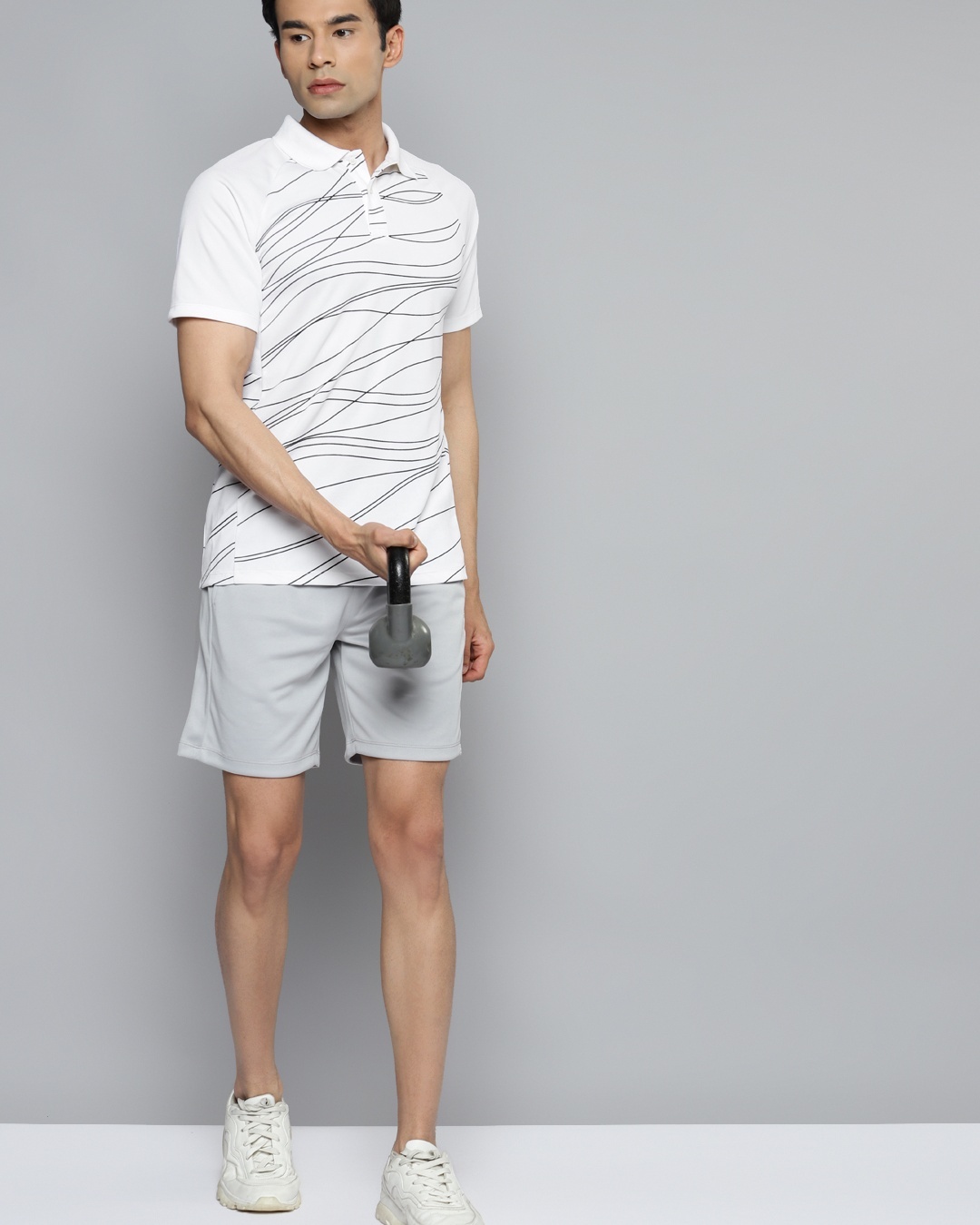 Buy Mens White Abstract Printed Polo T Shirt Online At Bewakoof 0569