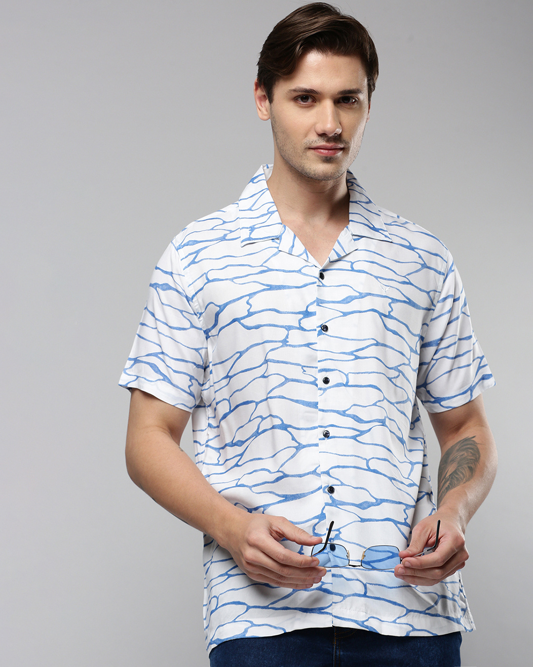 Men's Black Abstract Slim Fit Shirt main image 0