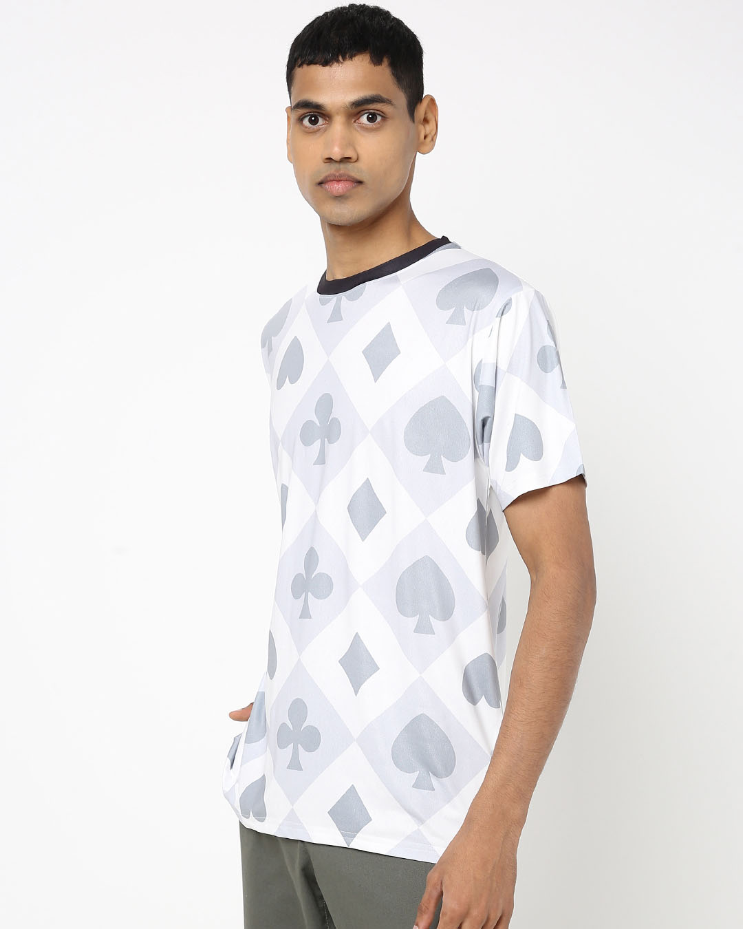 Shop Men's White All Over Aces Printed T-shirt-Back