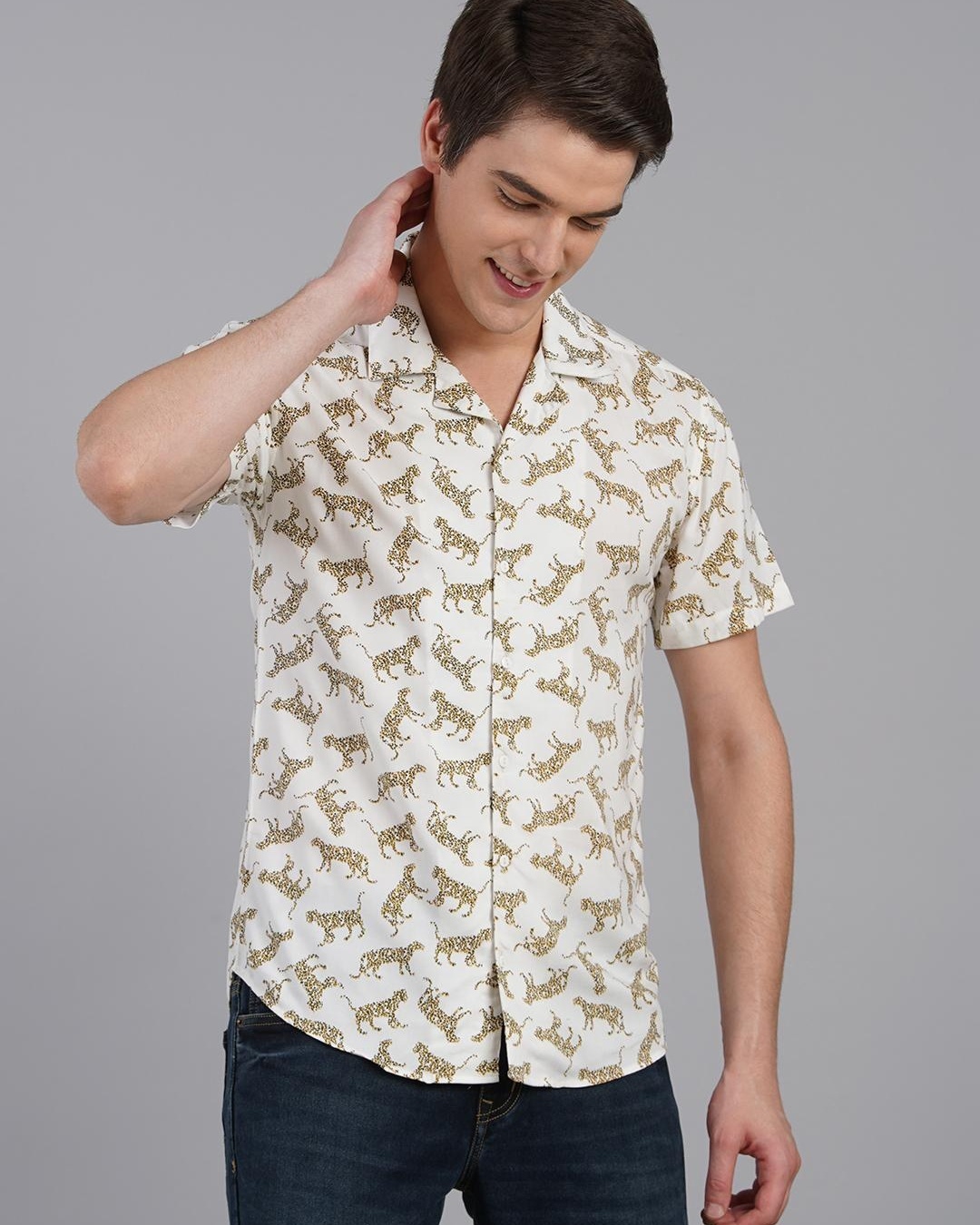 Buy Men's White All Over Animal Printed Shirt Online at Bewakoof