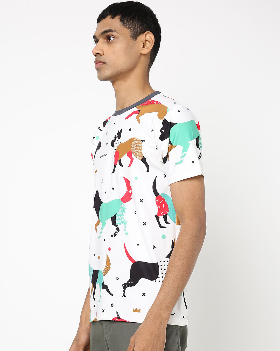 Shop Men's White All Over Animal Printed T-shirt-Back