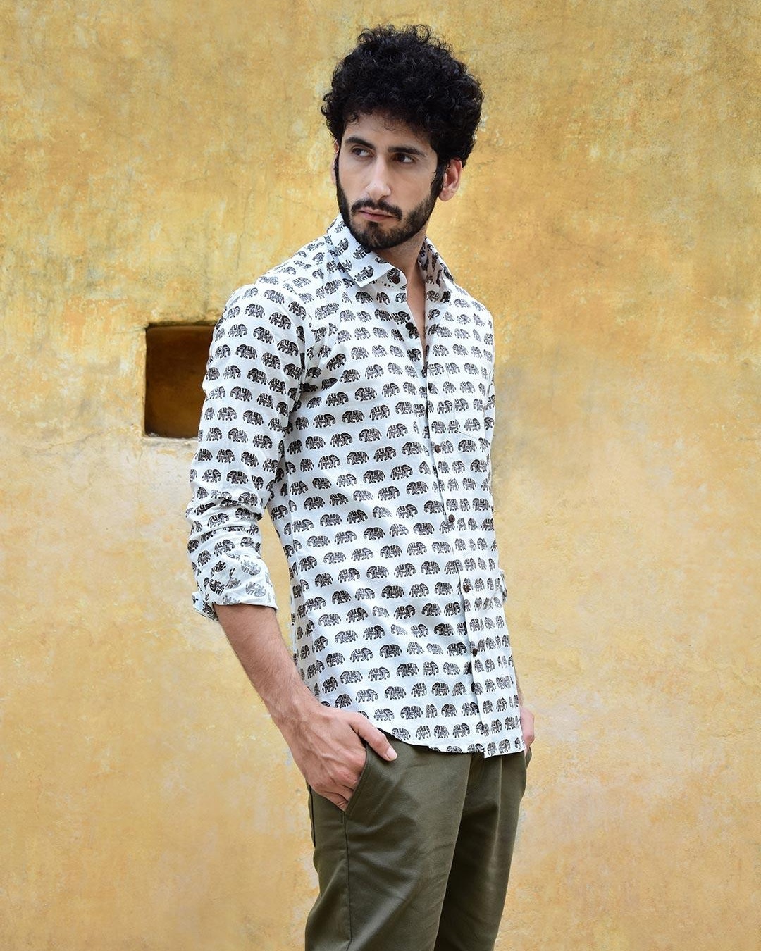 Buy Men's White All Over Elephant Printed Slim Fit Shirt Online at Bewakoof