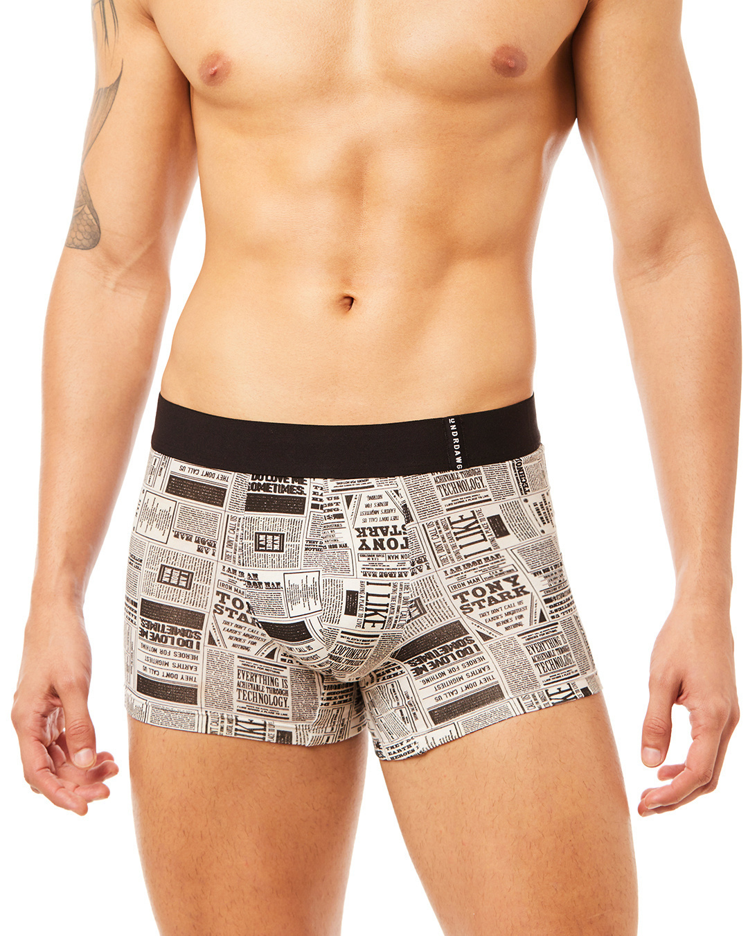 Shop Men's White All Over Newspaper Printed Trunk-Back
