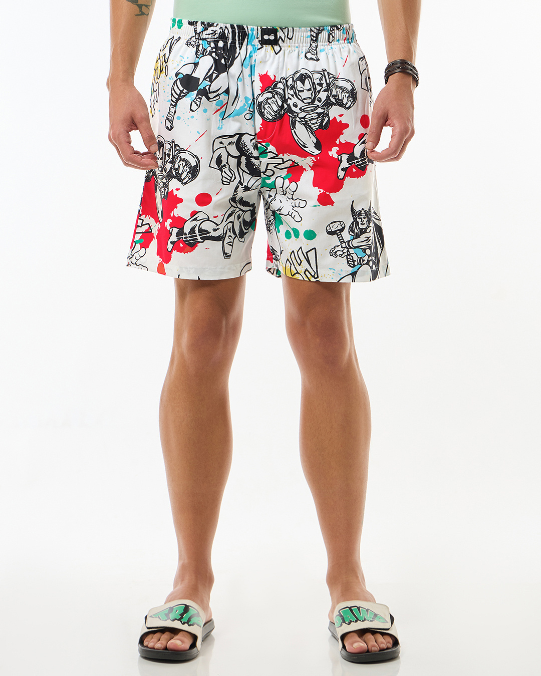 Shop Men's White Avengers All Over Printed Boxers-Back